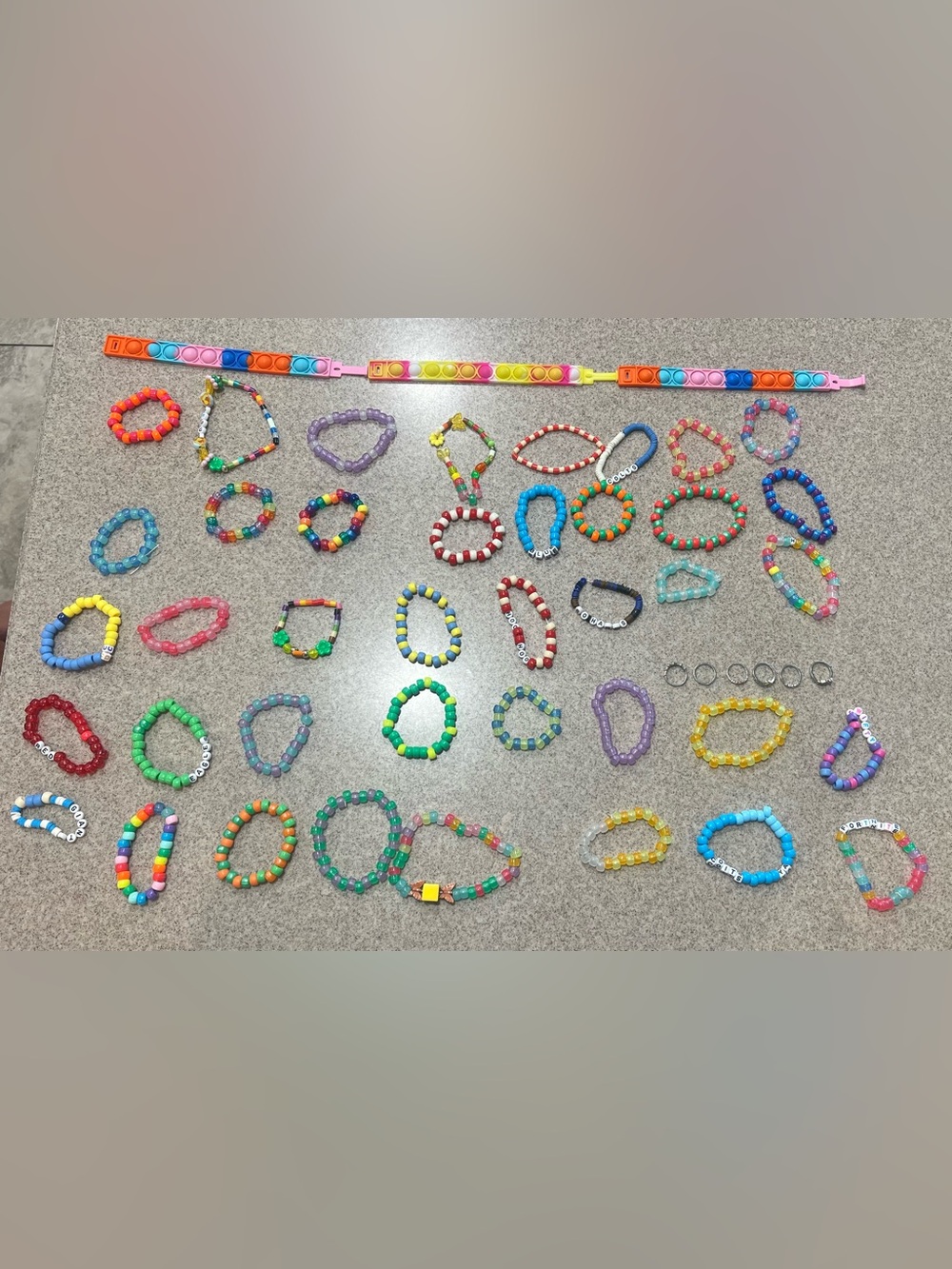 Handmade Kids Beaded Stretch Bracelet Set , Fidget Bracelets, & Rings